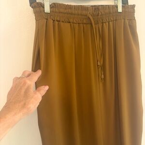 GOLD Copper Satin Pull On Slacks! Beautiful pants! Elastic Waist and Ankles! Lg